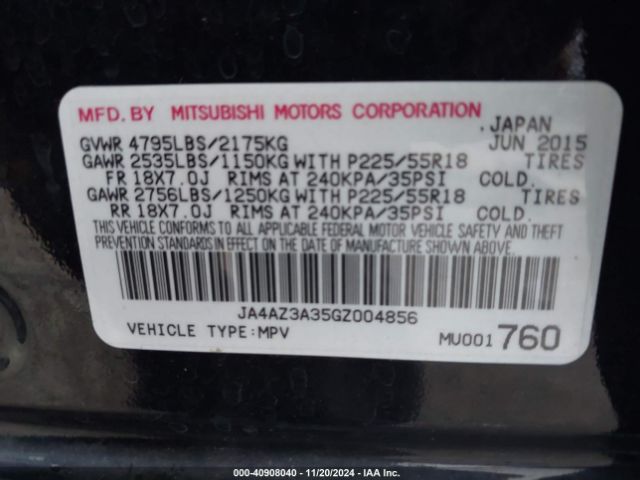 JA4AZ3A35GZ004856 Mitsubishi Outlander Se
