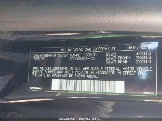 YV140MFK2F1362121 Volvo S60 T5 Premier