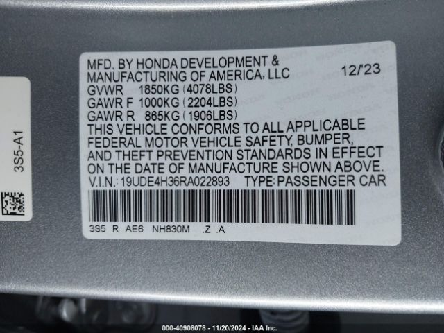 19UDE4H36RA022893 Acura Integra A-spec
