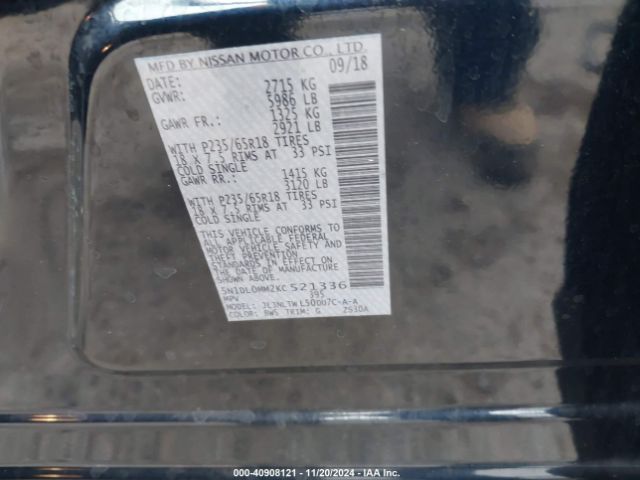 5N1DL0MM2KC521336 Infiniti QX60 LUXE
