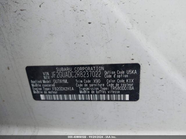 JF2GUADC2R8237022 Subaru Crosstrek Premium