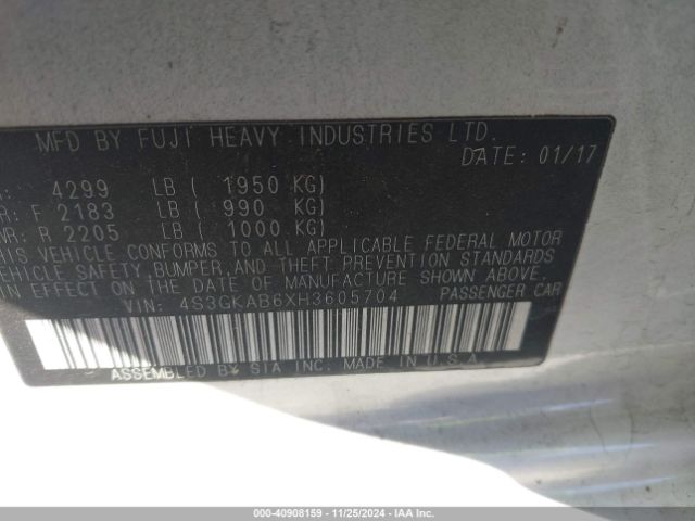 4S3GKAB6XH3605704 Subaru Impreza 2.0i Premium