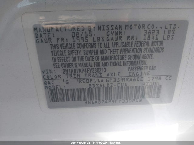 Nissan SENTRA SV 2015 3N1AB7AP4FY330213 Image 9