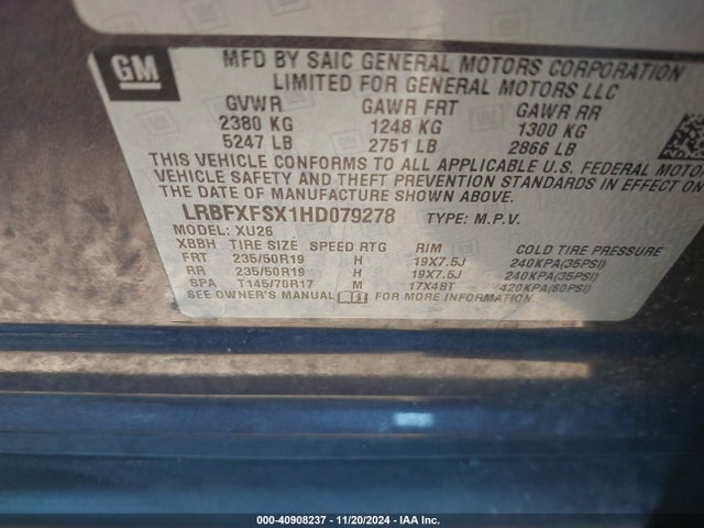 LRBFXFSX1HD079278 Buick Envision Premium Ii