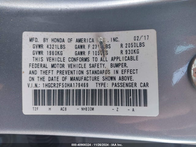 1HGCR2F50HA179469 Honda Accord Sport