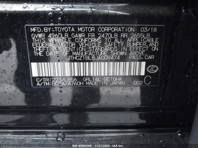 JTHCZ1BL8JA009474 Lexus Gs 350 F Sport