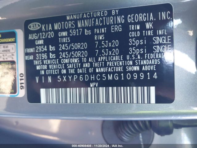 5XYP6DHC5MG109914 KIA Telluride S