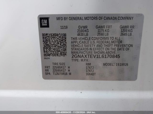 2GNAXTEV1L6170845 Chevrolet Equinox Awd 2fl