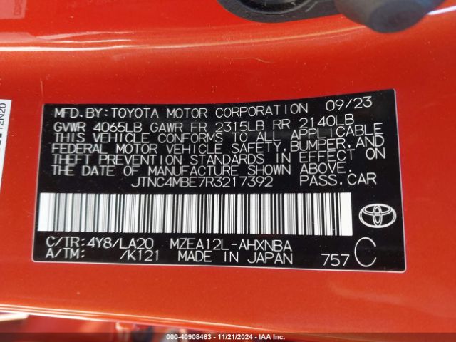 JTNC4MBE7R3217392 Toyota Corolla Xse