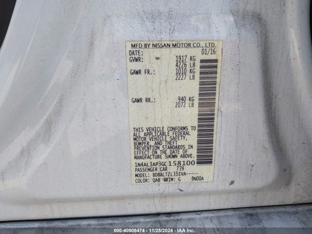 Nissan Altima 2.5 Sl 2016 1N4AL3AP3GC158100 Image 9
