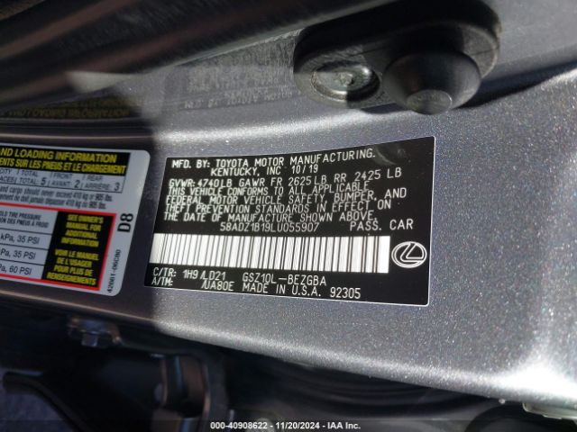 58ADZ1B19LU055907 Lexus ES 350