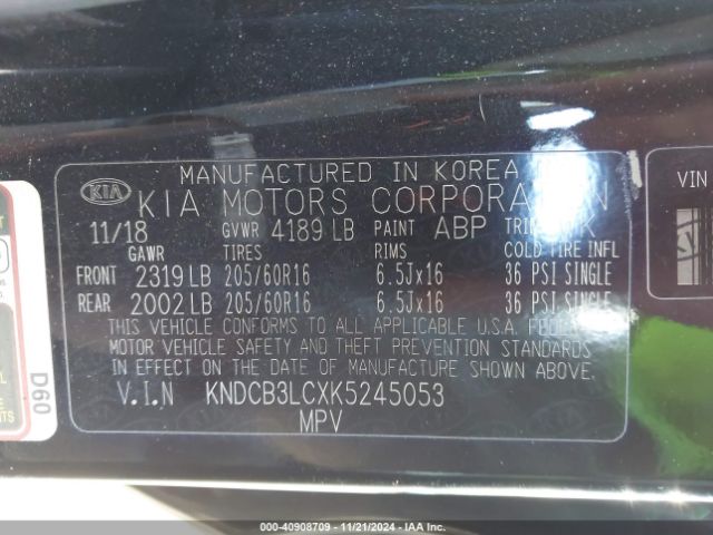KNDCB3LCXK5245053 KIA NIRO LX