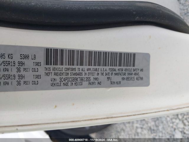 2019 DODGE JOURNEY 3C4PDCGB9KT861355 Photo 8