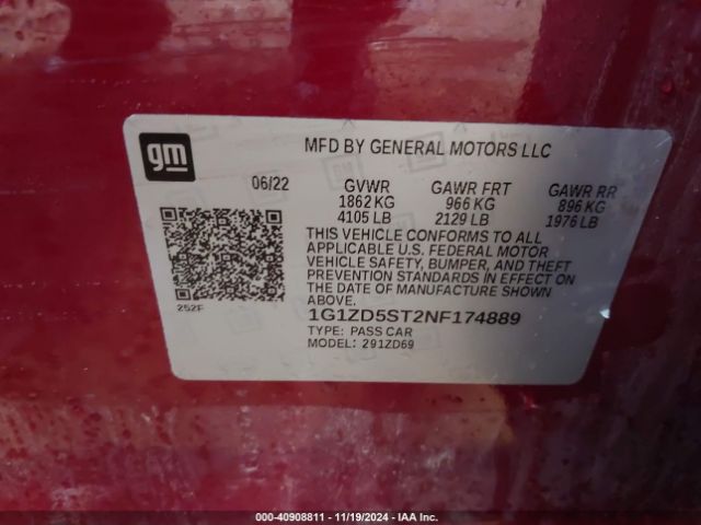 2022 CHEVROLET MALIBU 1G1ZD5ST2NF174889 Photo 8