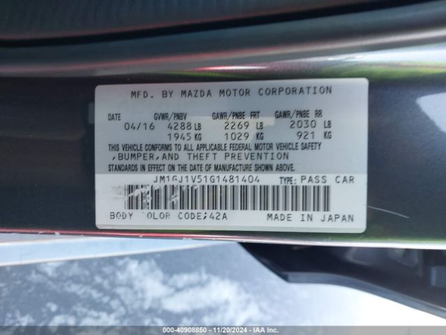 JM1GJ1V51G1481404 Mazda Mazda6 I Touring