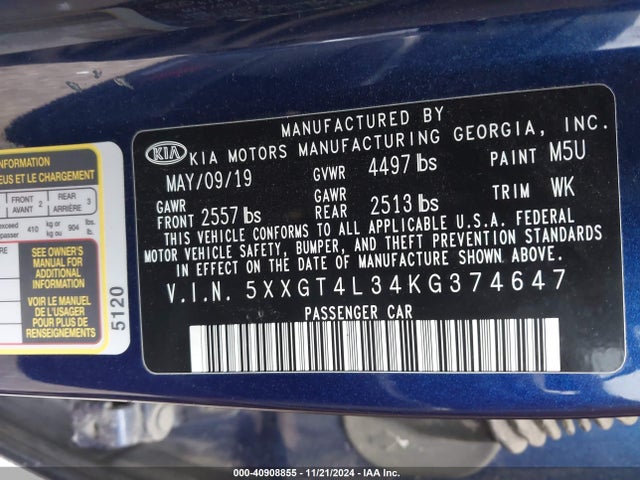 KIA Optima Lx 2019 5XXGT4L34KG374647 Image 9