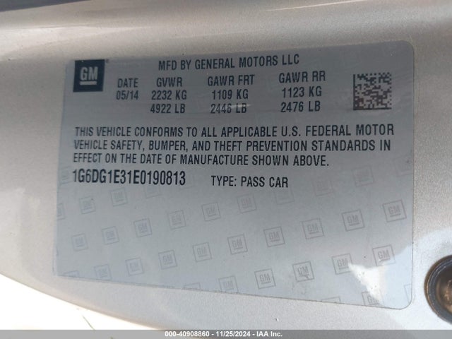2014 CADILLAC CTS 1G6DG1E31E0190813 Photo 8