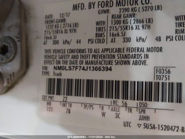 NM0LS7F74J1366394 Ford Transit Connect Xlt