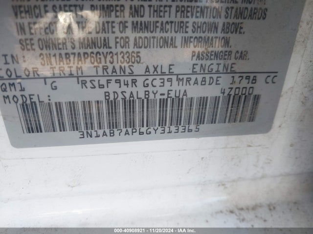 Nissan SENTRA S 2016 3N1AB7AP6GY313365 Image 9