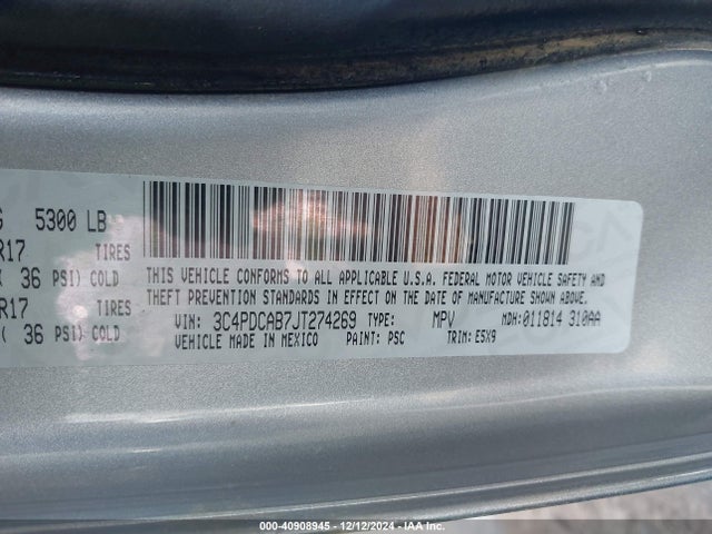 Dodge JOURNEY SE 2018 3C4PDCAB7JT274269 Image 9