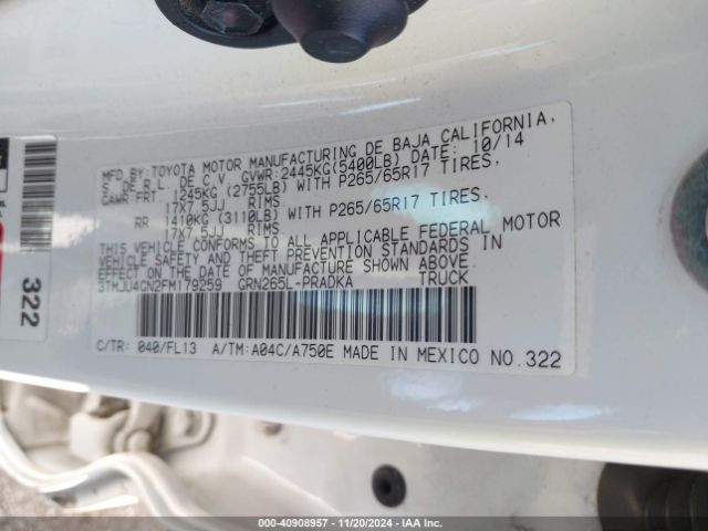 3TMJU4GN2FM179259 Toyota Tacoma Double Cab Prerunner