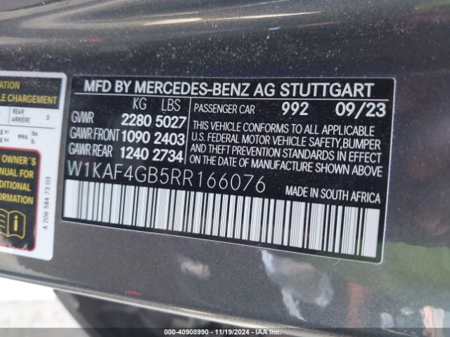 W1KAF4GB5RR166076 Mercedes-Benz C 300