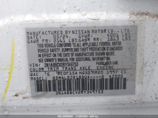 3N1AB8CV2RY349753 Nissan Sentra Sv Xtronic Cvt