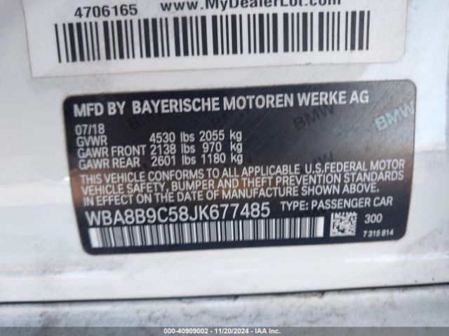 WBA8B9C58JK677485 BMW 330I