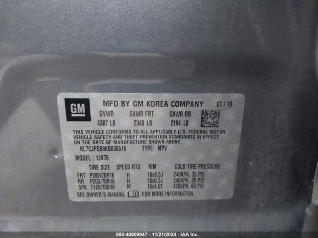 KL7CJPSB8KB836516 Chevrolet Trax Lt