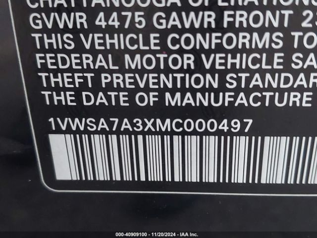 1VWSA7A3XMC000497 Volkswagen Passat 2.0t Se