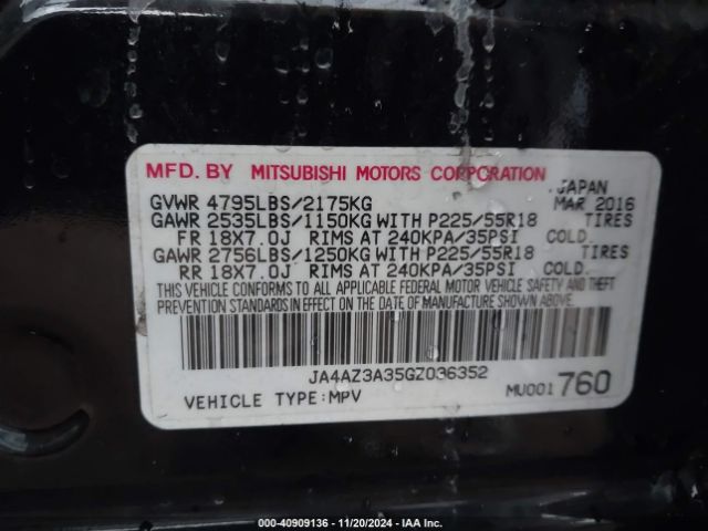 JA4AZ3A35GZ036352 Mitsubishi Outlander Es/se/sel