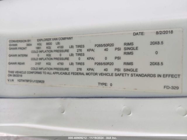 1GTW7BFG1J1329629 GMC Savana 2500 Work Van
