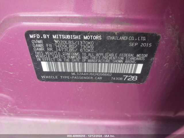 ML32A4HJ6FH056662 Mitsubishi Mirage Es/rf