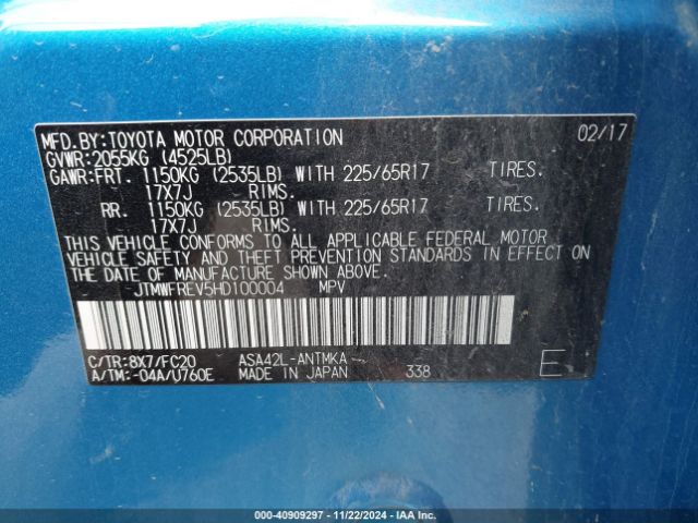 JTMWFREV5HD100004 Toyota Rav4 Xle