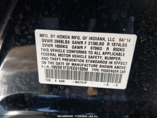 19VDE1F37EE015094 Acura Ilx 2.0l