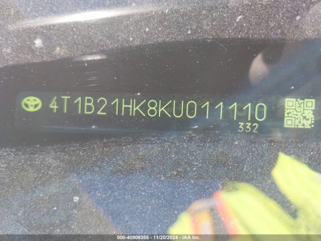 4T1B21HK8KU011110 Toyota Camry Hybrid Xle