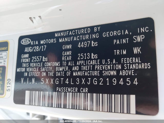 KIA Optima Lx 2018 5XXGT4L3XJG219454 Image 9