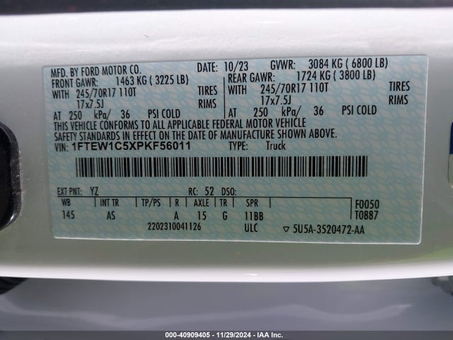 Ford F-150 Xl 2023 1FTEW1C5XPKF56011 Image 9