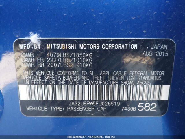 JA32U8FW5FU026519 Mitsubishi LANCER GT