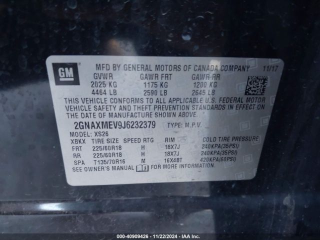 2GNAXMEV9J6232379 Chevrolet Equinox Premier