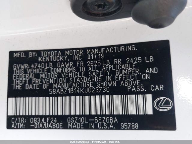 58ABZ1B14KU023730 Lexus Es 350 F Sport