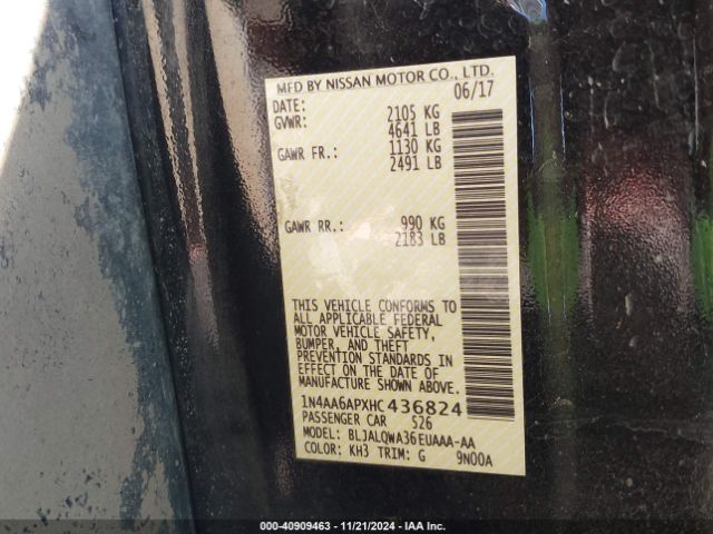 1N4AA6APXHC436824 Nissan Maxima 3.5 S