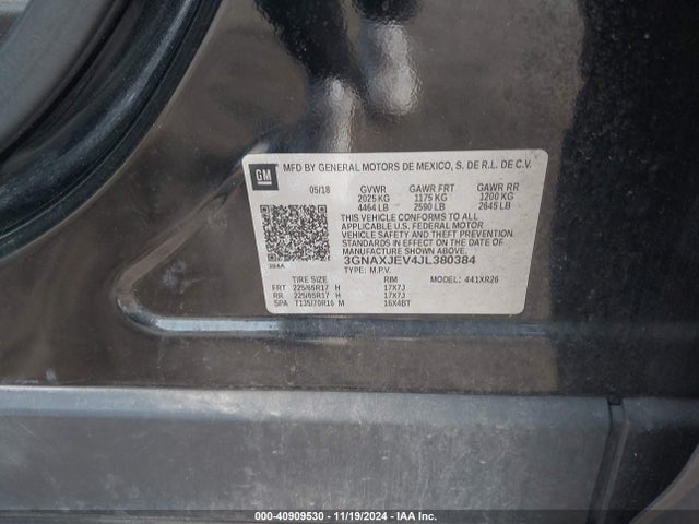 Chevrolet EQUINOX LT 2018 3GNAXJEV4JL380384 Image 9