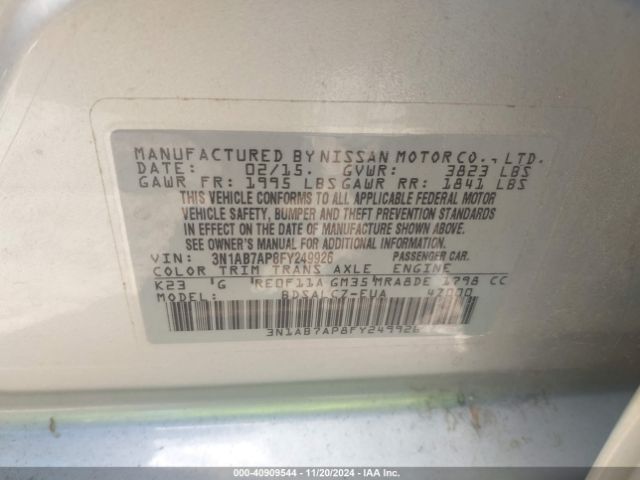 3N1AB7AP8FY249926 Nissan SENTRA S