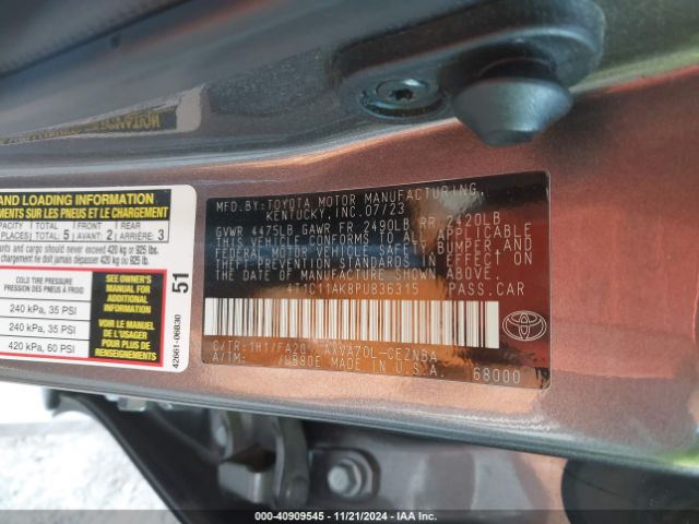 4T1C11AK8PU836315 Toyota CAMRY LE