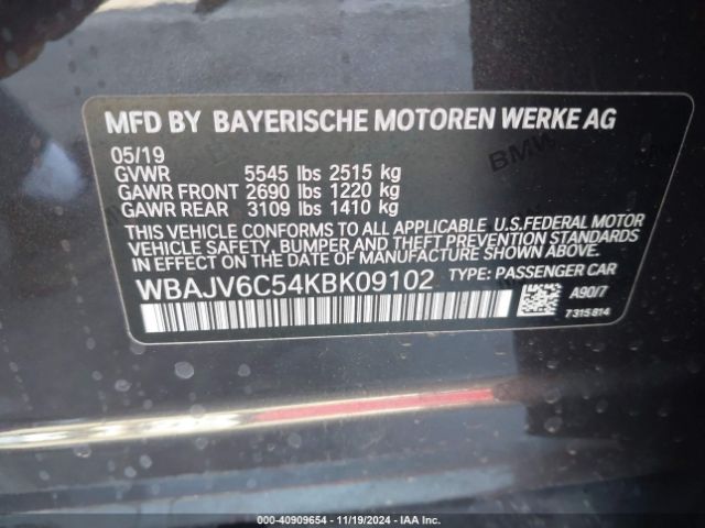 WBAJV6C54KBK09102 BMW 640i Gran Turismo Xdrive