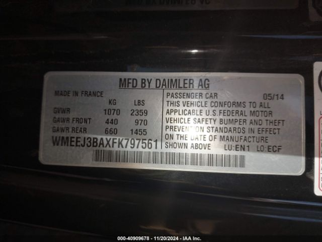 WMEEJ3BAXFK797561 Smart Fortwo Passion/pure