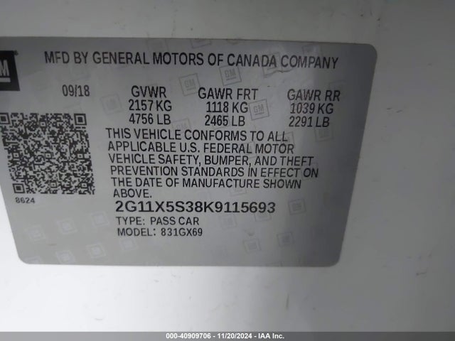 Chevrolet IMPALA LS 2019 2G11X5S38K9115693 Image 9