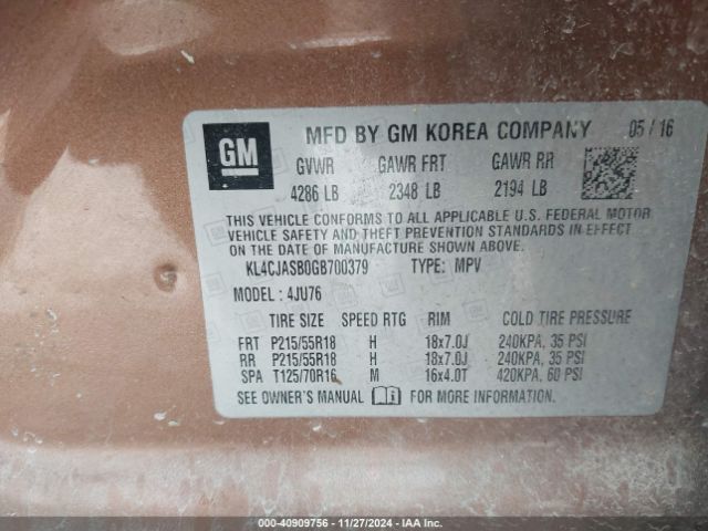 KL4CJASB0GB700379 Buick Encore