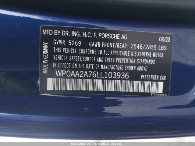 WP0AA2A76LL103936 Porsche PANAMERA 4